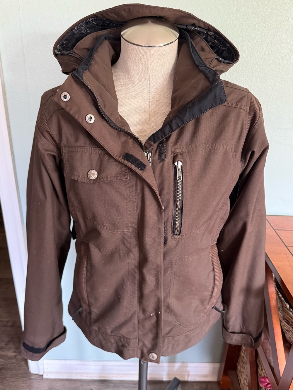 Columbia Titanium Y2K Chocolate Brown Women’s Hooded Coat Size Medium